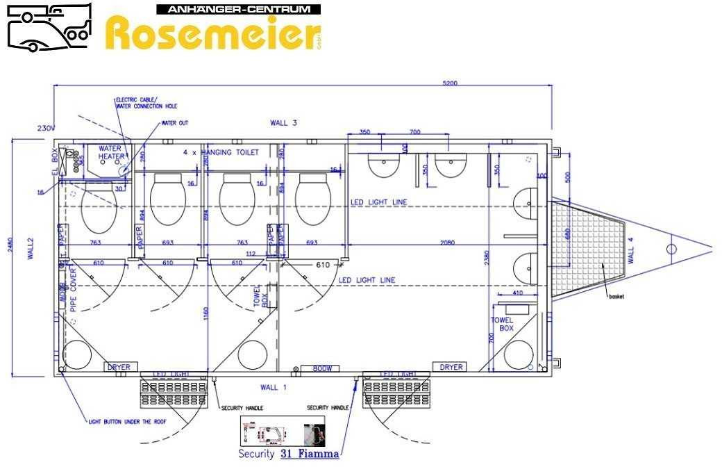Nieuw Aanhangwagen ROSEMEIER EW TA-NO 3 Damen, 1 Herren + 4 Urinale Toilettenanhänger: afbeelding 2