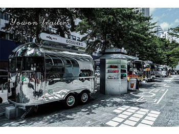 Nieuw Verkoopwagen voor het vervoer van voedsel YOWON shiny stainless steel food vending cart mobile stream line trailer: afbeelding 2