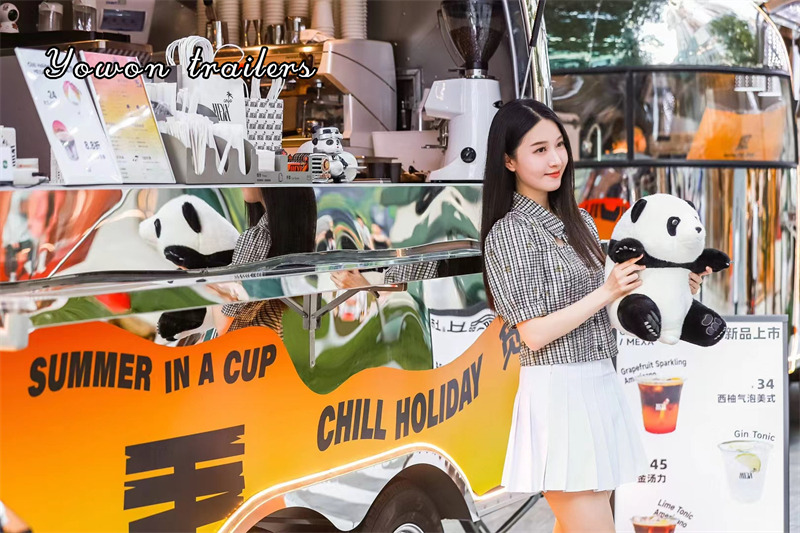Nieuw Verkoopwagen voor het vervoer van voedsel YOWON shiny stainless steel food vending cart mobile stream line trailer: afbeelding 4