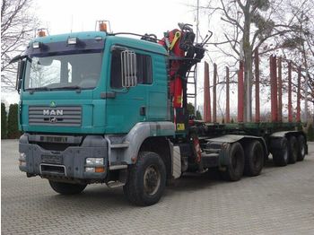 Uitrijwagen, Vrachtwagen MAN TGA 33.440 6X6 BL Holzkran Epsilon + Anhänger: afbeelding 1