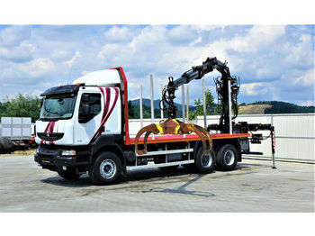 Uitrijwagen, Kraanwagen Renault KERAX 520 DXI Holztransporter+Kran*Topzustand: afbeelding 1