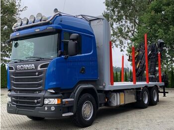Uitrijwagen, Vrachtwagen Scania R520 6x4 Holztransporte Kran HIAB 135Z *Anhänger: afbeelding 1
