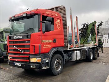 Uitrijwagen, Vrachtwagen Scania R 144  Holztransporter mit kran loglift 165 zt: afbeelding 1