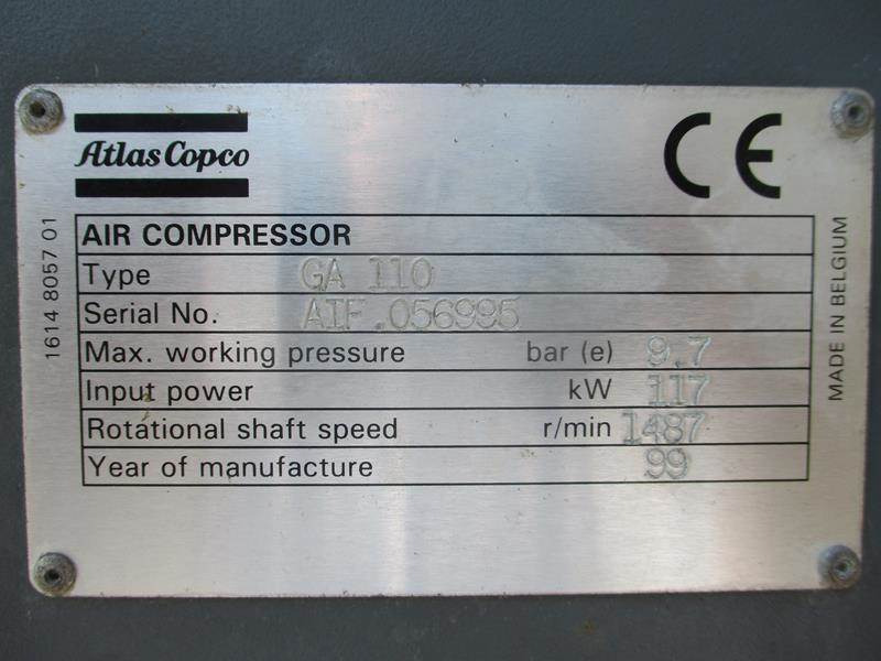 Luchtcompressor Atlas-Copco GA 110 - FF: afbeelding 13