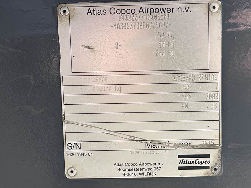 Luchtcompressor Atlas-Copco XAS 87 KD: afbeelding 3