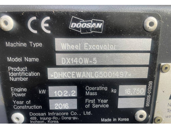 Mobiele graafmachine Doosan DX 140 W-5 Dismantled: only spare parts: afbeelding 5
