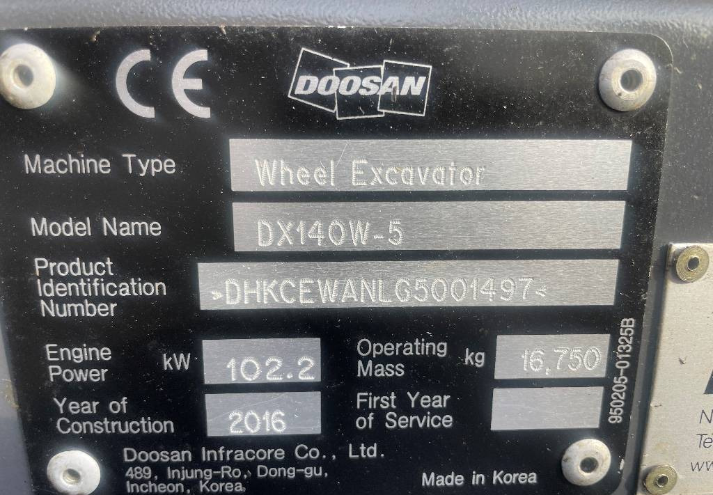Mobiele graafmachine Doosan DX 140 W-5 Dismantled: only spare parts: afbeelding 5