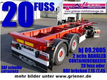 HANGLER 20 FUSS CONTAINERCHASSIS oder BDF 2achs  - Containertransporter/ Wissellaadbak oplegger