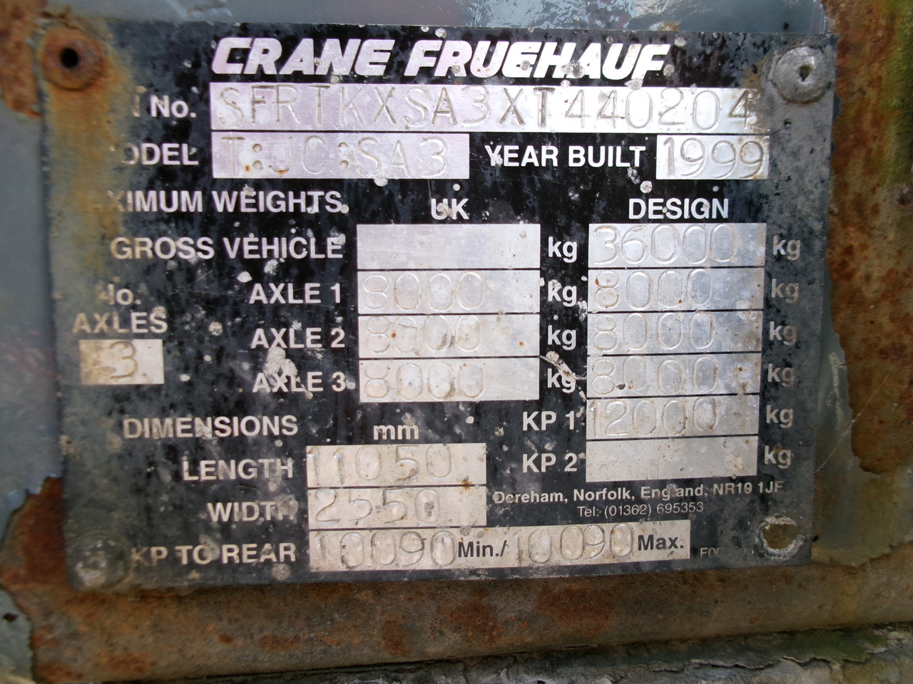 Tankoplegger voor het vervoer van chemicaliën Crane Fruehauf Chemical tank inox 37.5 m3 / 1 comp + pump: afbeelding 31