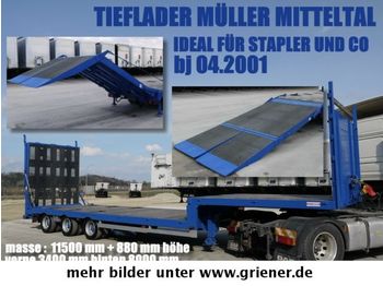 Müller-Mitteltal TS 3 / TIEFLADER HYDRAULISCHE RAMPE STAPLER / !!  - Open bak met boorden oplegger
