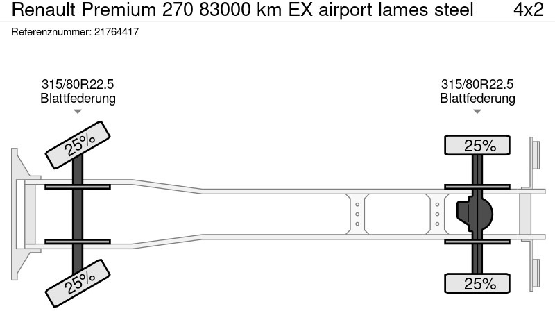 Chassis vrachtwagen Renault Premium 270 83000 km EX airport lames steel: afbeelding 14