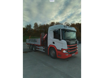 Scania P500 - Kraanwagen, Vrachtwagen met open laadbak: afbeelding 1