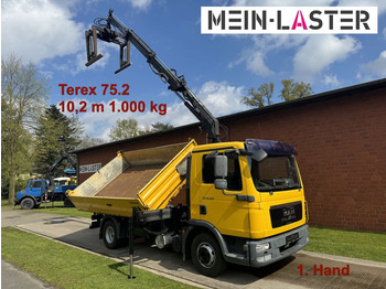 MAN TGL 12.220 3 S-Kipper Terex 75.2 10,2 m- 1000 kg  - Kipper vrachtwagen: afbeelding 1