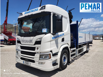 Vrachtwagen met open laadbak, Kraanwagen SCANIA P 370 4X2 GRUA CAJA FIJA: afbeelding 2