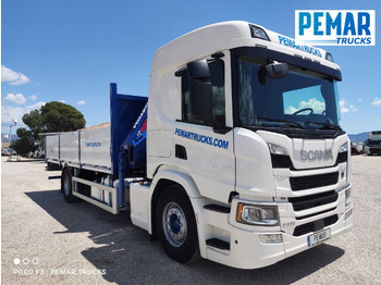 Vrachtwagen met open laadbak, Kraanwagen SCANIA P 370 4X2 GRUA CAJA FIJA: afbeelding 4