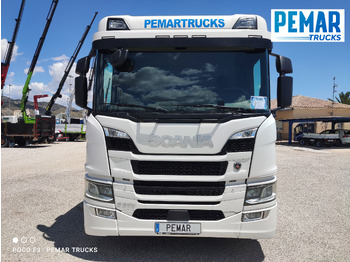 Vrachtwagen met open laadbak, Kraanwagen SCANIA P 370 4X2 GRUA CAJA FIJA: afbeelding 3