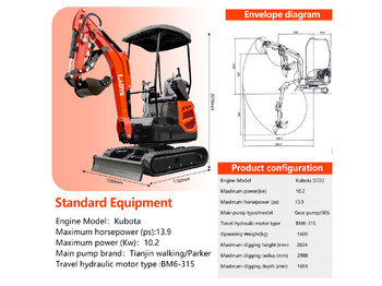Leasing LADYS Mini Excavator Digger Miniexcavadora EPA Kubota Engine Chinese LADYS DY18 Mini Excavator For Sale With Mini Excavator Attachment Set LADYS Mini Excavator Digger Miniexcavadora EPA Kubota Engine Chinese LADYS DY18 Mini Excavator For Sale With Mini Excavator Attachment Set: afbeelding 2