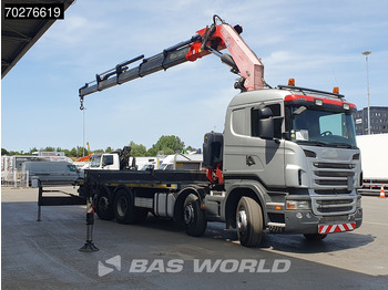 Vrachtwagen met open laadbak, Kraanwagen Scania R480 8X2 FASSI F660AXP.25 Manual Retarder Lift+Lenkachse Euro 5: afbeelding 2