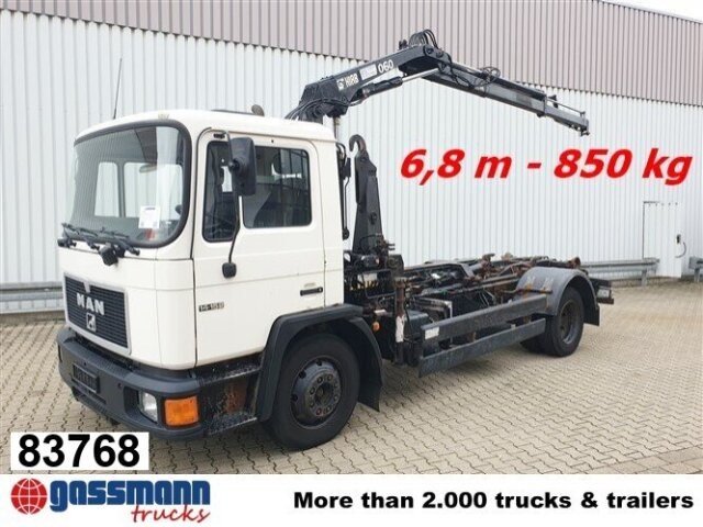 MAN 14.152 F 4x2 BB mit Kran Hiab 060-2 - Haakarmsysteem vrachtwagen, Kraanwagen: afbeelding 1 MAN 14.152 F 4x2 BB mit Kran Hiab 060-2 - Haakarmsysteem vrachtwagen, Kraanwagen: afbeelding 1