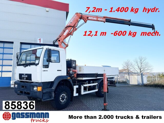 MAN 14.224 LAC 4x4 BB mit Kran Atlas 100.1 - Vrachtwagen met open laadbak, Kraanwagen: afbeelding 1 MAN 14.224 LAC 4x4 BB mit Kran Atlas 100.1 - Vrachtwagen met open laadbak, Kraanwagen: afbeelding 1