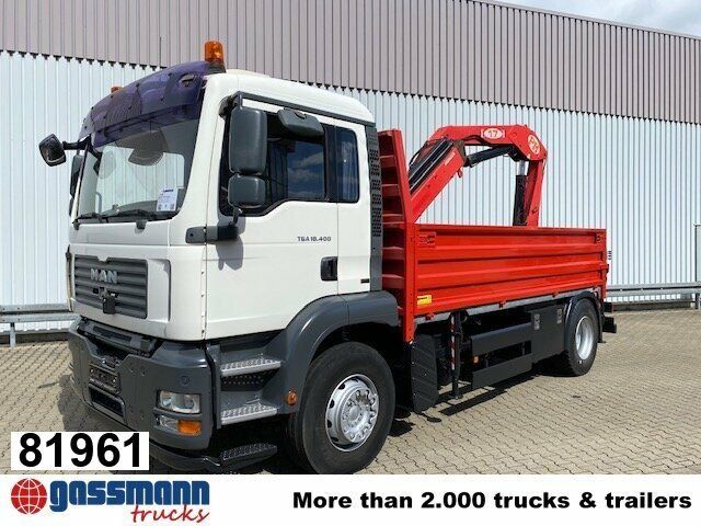 MAN TGA 18.400 4x2 BL Pritsche Heckkran PM17523 - Vrachtwagen met open laadbak, Kraanwagen: afbeelding 1 MAN TGA 18.400 4x2 BL Pritsche Heckkran PM17523 - Vrachtwagen met open laadbak, Kraanwagen: afbeelding 1