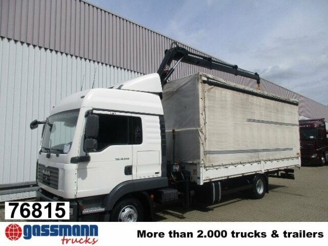 MAN TGL 12.240BL 4x2, mit Kran Hiab 088 mit Funk - Schuifzeilen vrachtwagen, Kraanwagen: afbeelding 1 MAN TGL 12.240BL 4x2, mit Kran Hiab 088 mit Funk - Schuifzeilen vrachtwagen, Kraanwagen: afbeelding 1