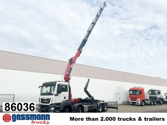 MAN TGS 35.480 8X4 BL, Intarder, Kran HMF 3220-K6, - Haakarmsysteem vrachtwagen, Kraanwagen: afbeelding 1 MAN TGS 35.480 8X4 BL, Intarder, Kran HMF 3220-K6, - Haakarmsysteem vrachtwagen, Kraanwagen: afbeelding 1