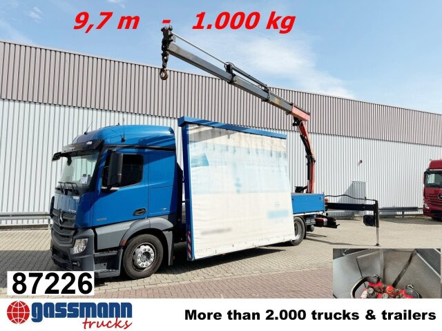 Mercedes-Benz Actros 1836 L 4x2, Glastransporter, Heckkran - Vrachtwagen met open laadbak, Kraanwagen: afbeelding 1 Mercedes-Benz Actros 1836 L 4x2, Glastransporter, Heckkran - Vrachtwagen met open laadbak, Kraanwagen: afbeelding 1