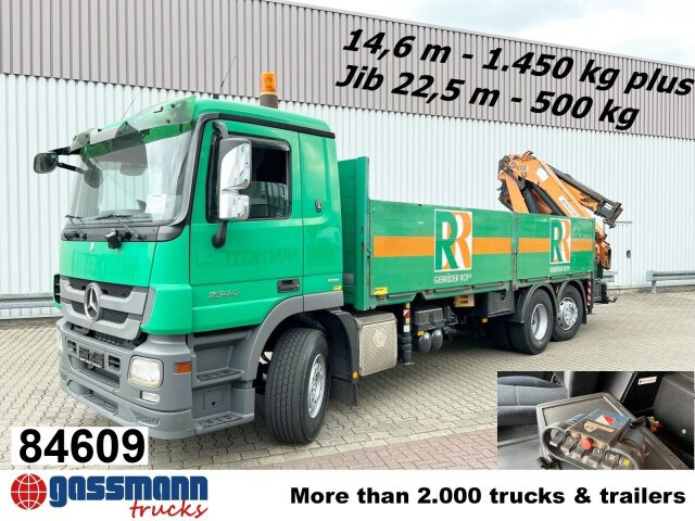 Mercedes-Benz Actros 2544 L 6x2, Retarder, Lenkachse, Heckkran - Vrachtwagen met open laadbak, Kraanwagen: afbeelding 1 Mercedes-Benz Actros 2544 L 6x2, Retarder, Lenkachse, Heckkran - Vrachtwagen met open laadbak, Kraanwagen: afbeelding 1