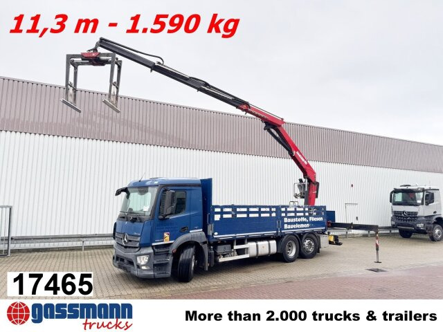 Mercedes-Benz Antos 2540 L 6x2, Lenkachse, HMF 2110-L3 - Vrachtwagen met open laadbak, Kraanwagen: afbeelding 1 Mercedes-Benz Antos 2540 L 6x2, Lenkachse, HMF 2110-L3 - Vrachtwagen met open laadbak, Kraanwagen: afbeelding 1