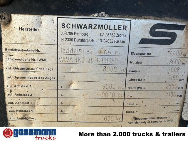 Schwarzmüller TKA 18, Alu-Bordwände, ca. 11m³ - Kipper aanhangwagen: afbeelding 2 Schwarzmüller TKA 18, Alu-Bordwände, ca. 11m³ - Kipper aanhangwagen: afbeelding 2