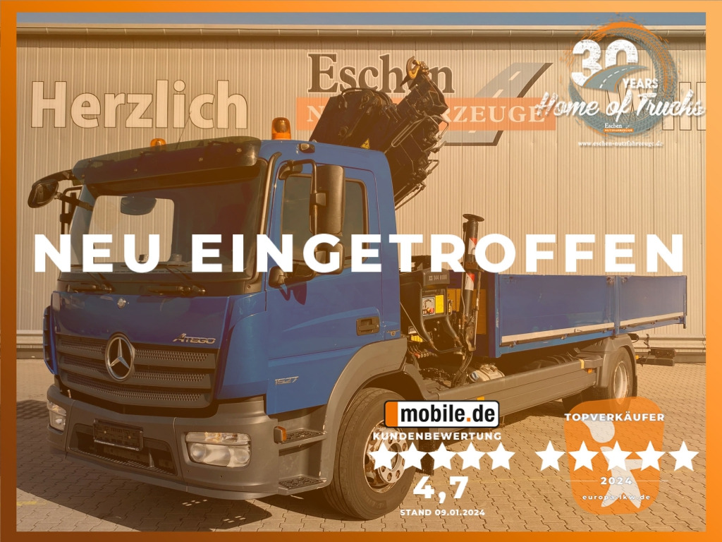 Mercedes-Benz 1527 L 4x2 Atego / HIAB 144 E-5 Hiduo Faltkran - Vrachtwagen met open laadbak, Kraanwagen: afbeelding 1 Mercedes-Benz 1527 L 4x2 Atego / HIAB 144 E-5 Hiduo Faltkran - Vrachtwagen met open laadbak, Kraanwagen: afbeelding 1