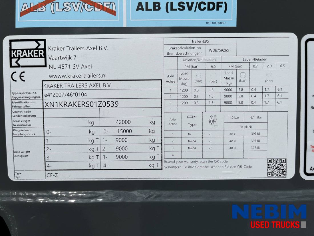 Schuifvloer oplegger Kraker CF-Z 200ZL - 92m3 - NEW - 10mm - Schmutz plane - L ift: afbeelding 18