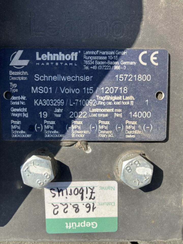 Lehnhoff Schnellwechsler mech. - Snelwissel: afbeelding 3 Lehnhoff Schnellwechsler mech. - Snelwissel: afbeelding 3