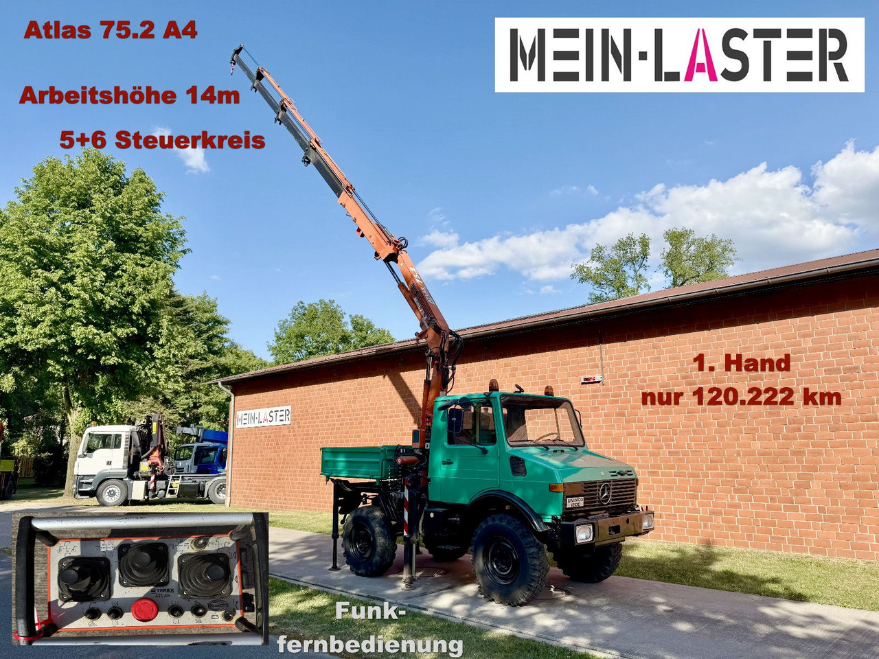 Unimog U 1200 Atlas 75.2 Kran 14 m Funk FB *1. Hand - Kraanwagen: afbeelding 1 Unimog U 1200 Atlas 75.2 Kran 14 m Funk FB *1. Hand - Kraanwagen: afbeelding 1