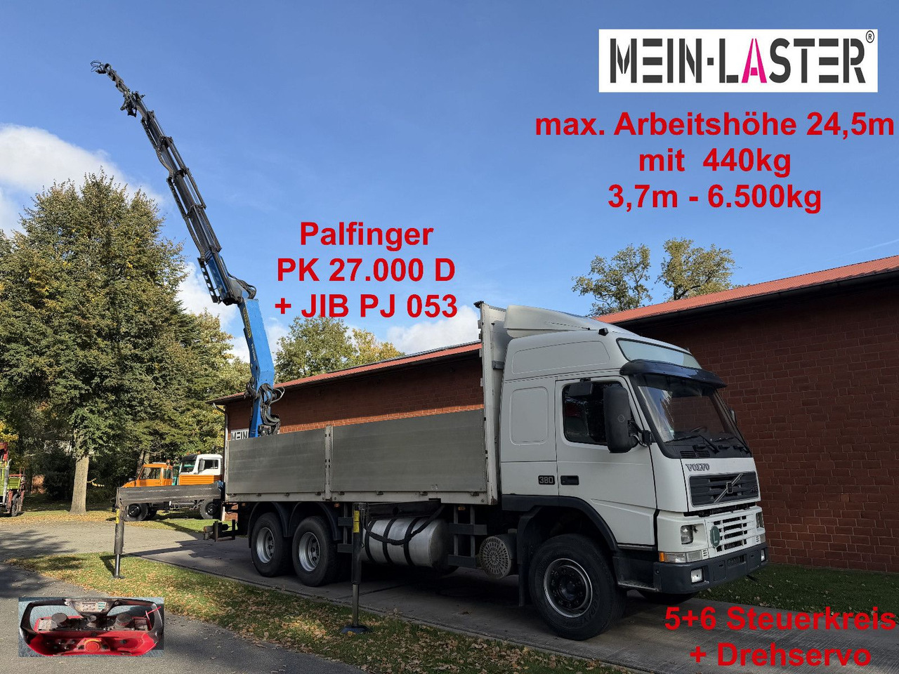 Volvo FM12 380 PK 27000D 24,5m 5+6 Deutscher LKW - Kraanwagen: afbeelding 1 Volvo FM12 380 PK 27000D 24,5m 5+6 Deutscher LKW - Kraanwagen: afbeelding 1