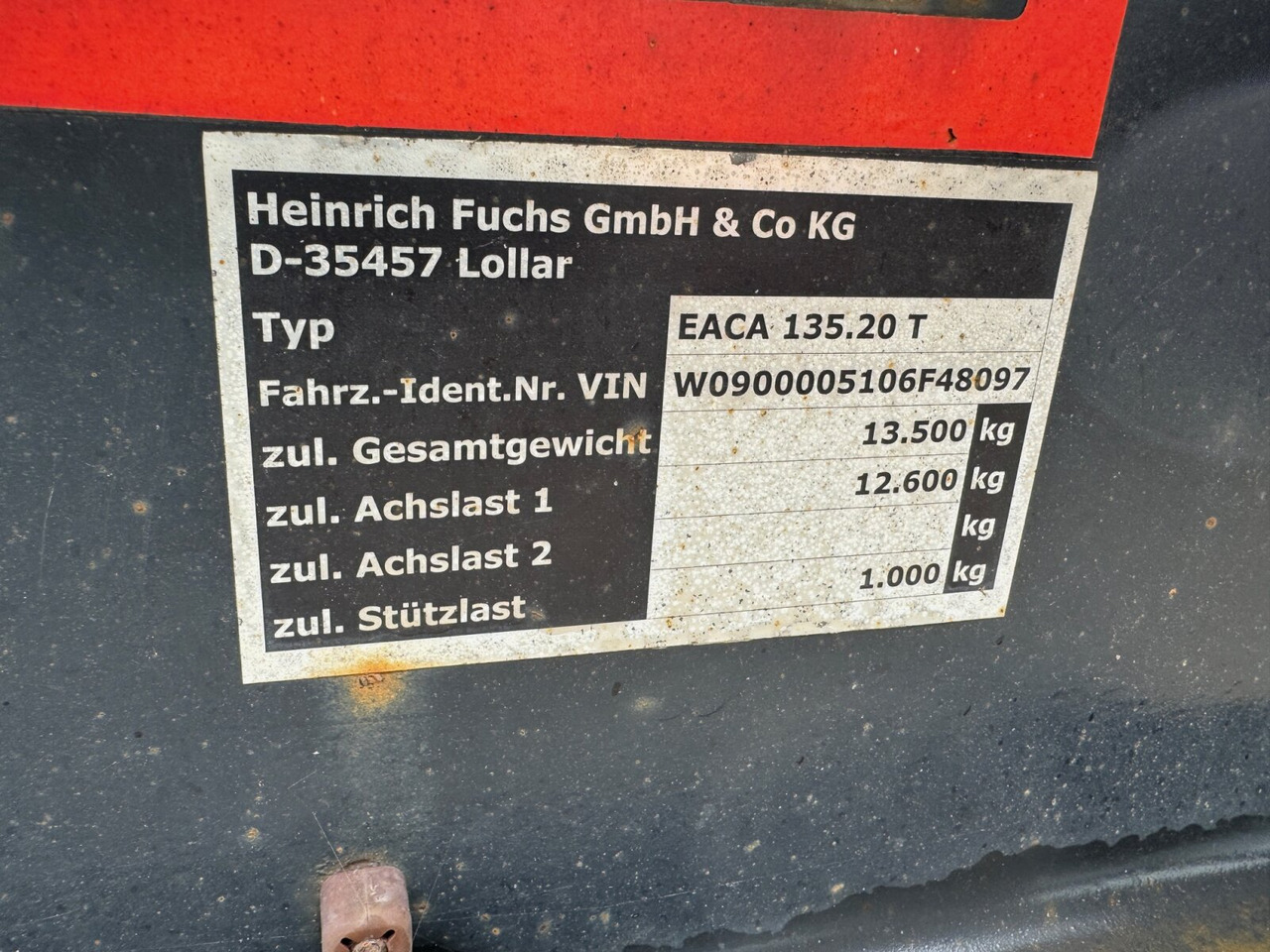 EACA 135.20 T FUCHS EACA 135.20 T, Absetzanhänger für 1 Mulde - Haakarm/ Portaalarm aanhanger: afbeelding 2 EACA 135.20 T FUCHS EACA 135.20 T, Absetzanhänger für 1 Mulde - Haakarm/ Portaalarm aanhanger: afbeelding 2