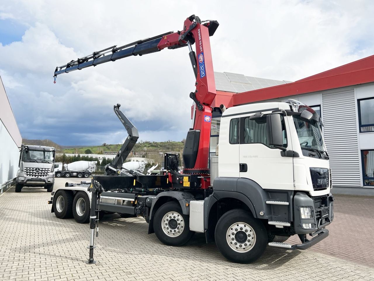 Nieuw Haakarmsysteem vrachtwagen, Kraanwagen MAN TGS 35.480 8X4 BL TGS 35.480 8X4 BL, Intarder, Kran HMF 3220-K6, 4-fach Abstützung, Funk: afbeelding 9