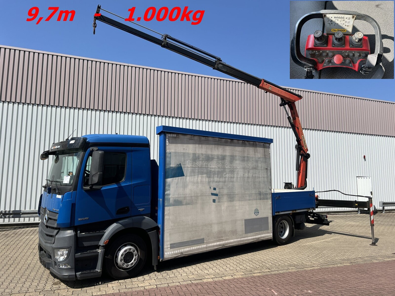 Mercedes-Benz Antos 1836 L 4x2 Antos 1836 L 4x2, Glastransporter, Heckkran Palfinger Pk 12002-EH, Funk - Kraanwagen: afbeelding 1 Mercedes-Benz Antos 1836 L 4x2 Antos 1836 L 4x2, Glastransporter, Heckkran Palfinger Pk 12002-EH, Funk - Kraanwagen: afbeelding 1
