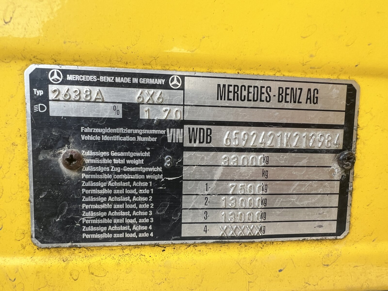 Chassis vrachtwagen Mercedes-Benz SK II 2638/44 A 6x6 SK II 2638/44 A 6x6, V8, Retarder: afbeelding 10