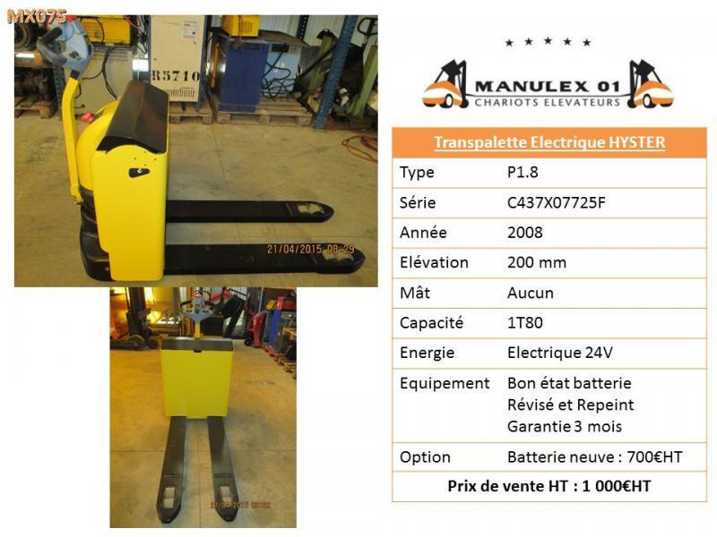 Hyster P1.8 - Palletwagen: afbeelding 2 Hyster P1.8 - Palletwagen: afbeelding 2