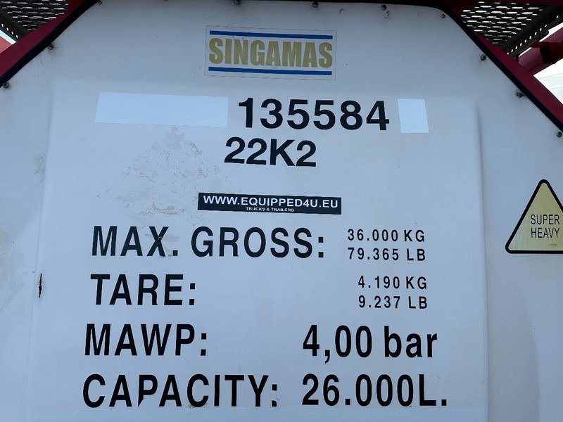 Opslagtank voor het vervoer van brandstoffen SINGAMAS 20FT ISO, 26.000L/1-COMP/3 BAFFELS/3 manholes, ADR inspectio valid till: 07/2025: afbeelding 13