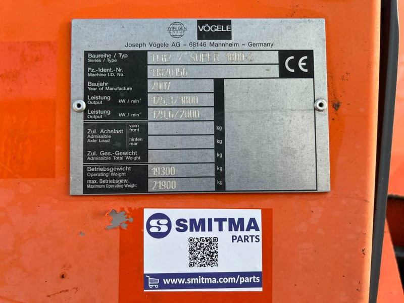 Vögele SUPER 1800-2 - Asfaltafwerkmachine: afbeelding 5 Vögele SUPER 1800-2 - Asfaltafwerkmachine: afbeelding 5