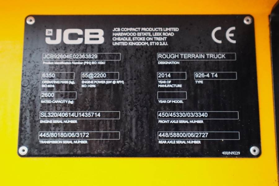 JCB 926 Diesel, 4x4 Drive, Triplex mast, 5500mm Liftin  - Ruw terrein heftruck: afbeelding 5 JCB 926 Diesel, 4x4 Drive, Triplex mast, 5500mm Liftin  - Ruw terrein heftruck: afbeelding 5