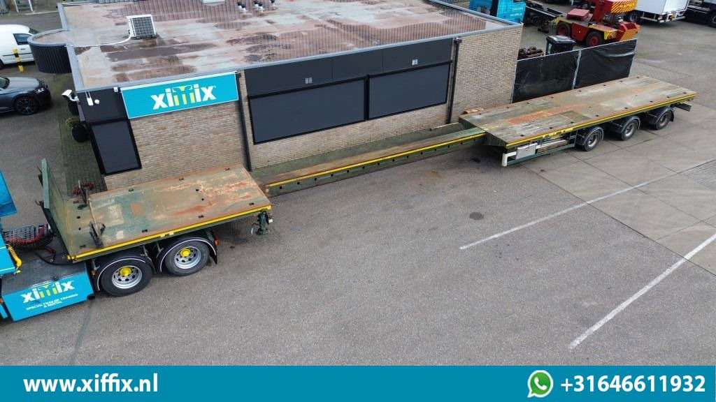 Broshuis 3-ass. Vlakke uitschuifbare Mega oplegger / 3x gestuurd - Open bak met boorden oplegger: afbeelding 1 Broshuis 3-ass. Vlakke uitschuifbare Mega oplegger / 3x gestuurd - Open bak met boorden oplegger: afbeelding 1