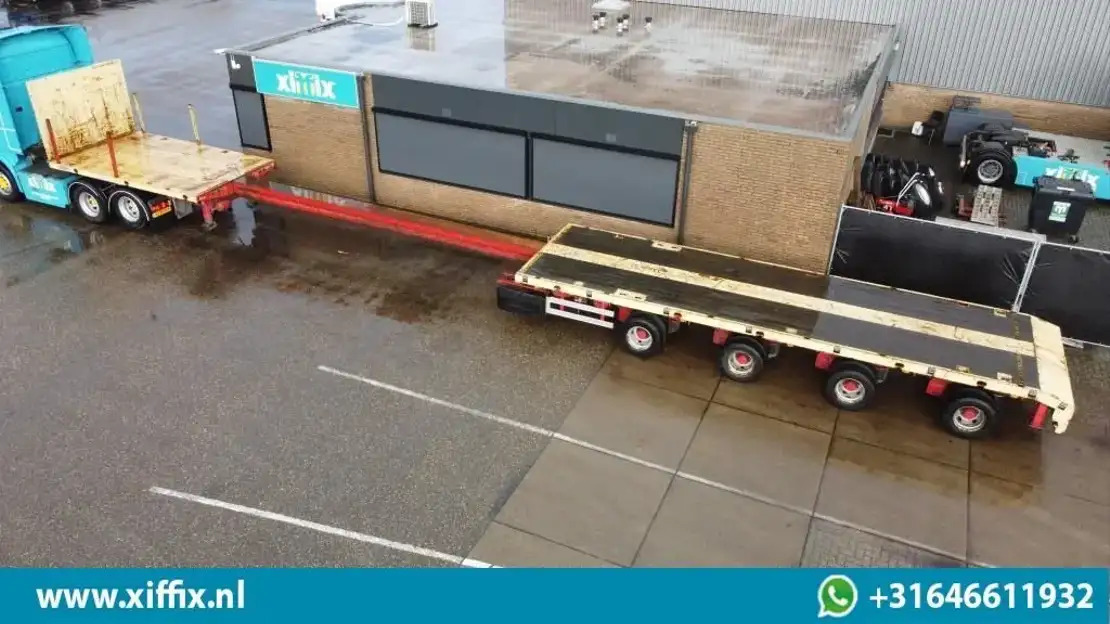 ES-GE 4-ass. Vlakke uitschuifbare Mega oplegger / 4x gestuurd / 14129 - Open bak met boorden oplegger: afbeelding 1 ES-GE 4-ass. Vlakke uitschuifbare Mega oplegger / 4x gestuurd / 14129 - Open bak met boorden oplegger: afbeelding 1