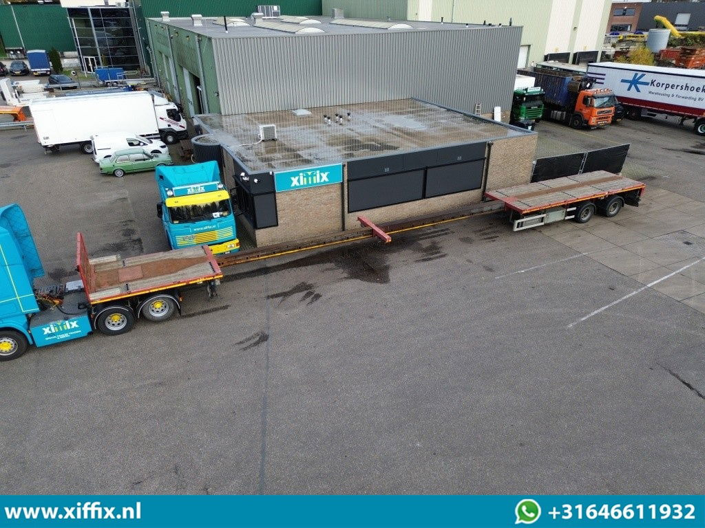 Faymonville 2-ass. Vlakke dubbel 2x uitschuifbare oplegger / 2x gestuurd - Open bak met boorden oplegger: afbeelding 1 Faymonville 2-ass. Vlakke dubbel 2x uitschuifbare oplegger / 2x gestuurd - Open bak met boorden oplegger: afbeelding 1