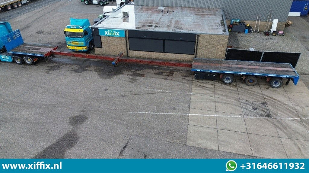 Lako 3-ass. Vlakke dubbel 2x uitschuifbare oplegger / 3x gestuurd - Open bak met boorden oplegger: afbeelding 2 Lako 3-ass. Vlakke dubbel 2x uitschuifbare oplegger / 3x gestuurd - Open bak met boorden oplegger: afbeelding 2