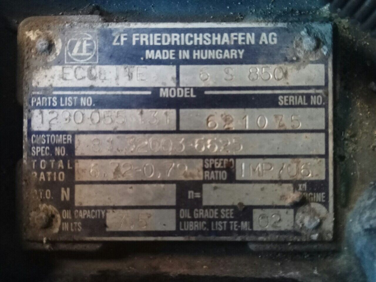 ZF 6s850 81.32003-6625 MAN L2000 TGL - Versnellingsbak voor Vrachtwagen: afbeelding 1 ZF 6s850 81.32003-6625 MAN L2000 TGL - Versnellingsbak voor Vrachtwagen: afbeelding 1