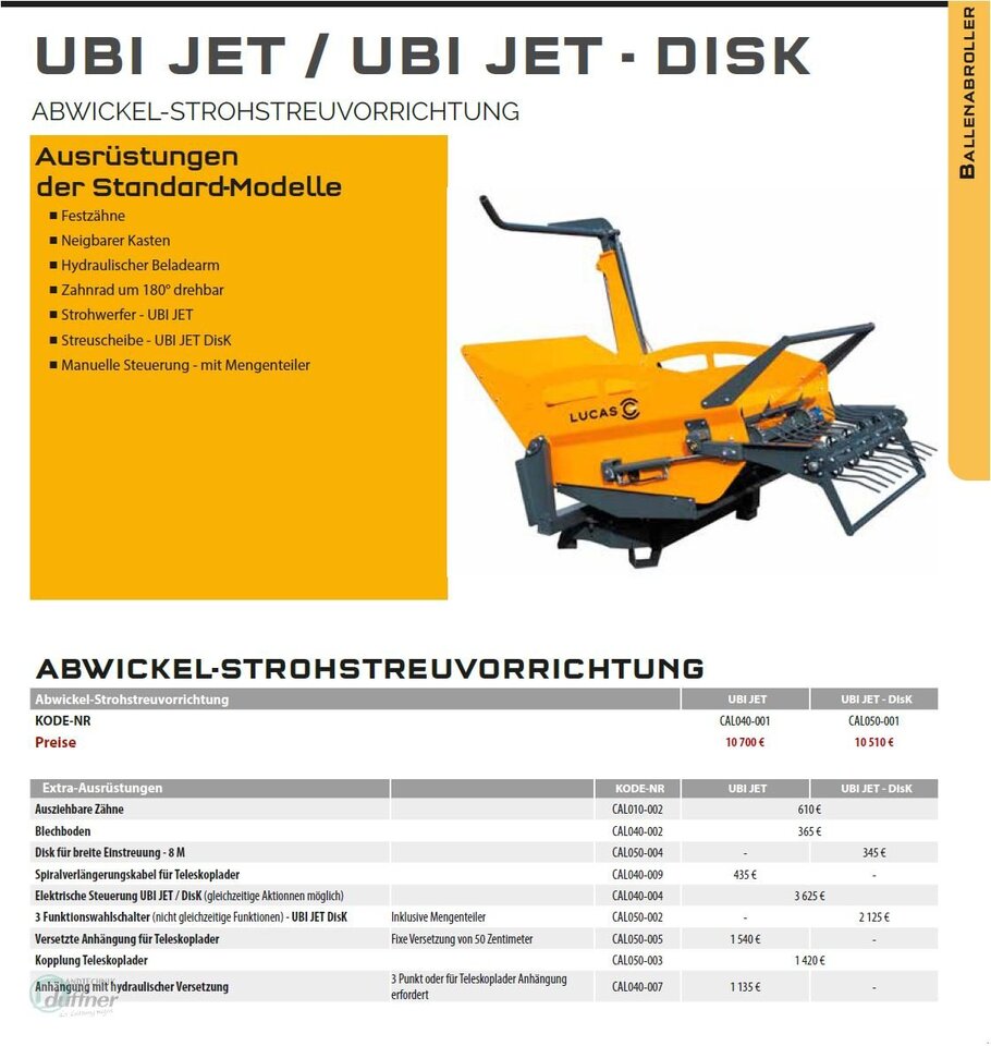 Lucas UBI JET Anbau Dreipunkt - Wikkelaar: afbeelding 2 Lucas UBI JET Anbau Dreipunkt - Wikkelaar: afbeelding 2